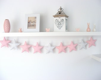 Star Garland Wall Hanging White Pink Garland Baby Banner Nursery Decor Girl Kids Room Decor Twinkle Little Star,