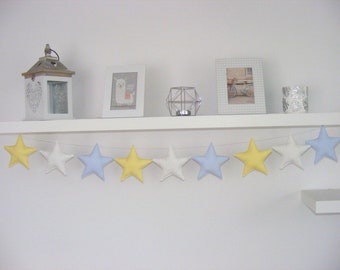 Stern Girlande Wandbehang weiß blau gelb Girlande Baby Banner Kinderzimmer Dekor Mädchen Kinderzimmer Dekor Twinkle Little Star,