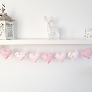 Pink Heart Fabric Garland Toddler Girl Room, Pink Heart Ornament Baby Girl Nursery Baby Shower Garland