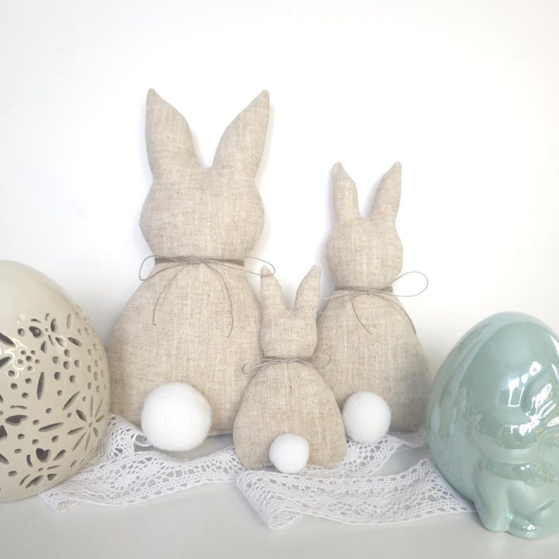 Rustic Linen Bunny Sewing Pattern PDF, Primitive Easter Decor, Stuffed ...