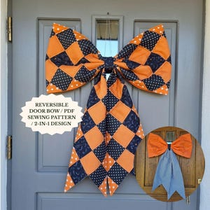 Halloween-Kollektion: Wendbare Türschleife als Nähvorlage (PDF), Patchwork-Herbstdeko-Anleitung