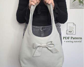 Patron de couture de sac souple avec noeud, PDF DIY pour sac à main, tutoriel de couture facile pour débutant