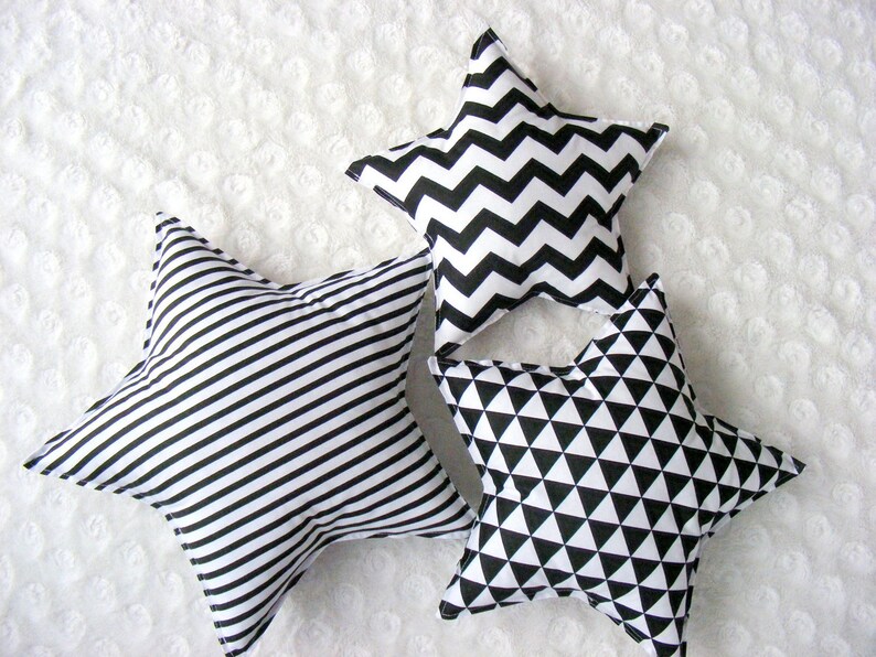 Star pillows black/white for kids room decor Star Shaped Etsy