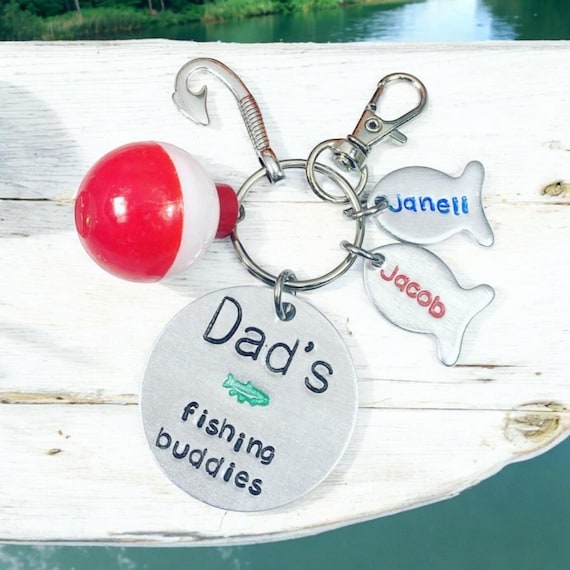 Dad/Mom/Grandma/Grandpa etc's fishing buddies with personalized names - Dad's fishing buddies keychain