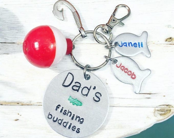Dad/Mom/Grandma/Grandpa etc's fishing buddies with personalized names - Dad's fishing buddies keychain