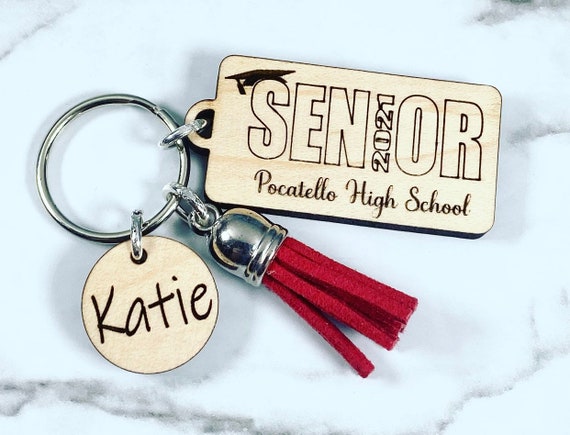 Personalized Senior Keychain with Student Name and High School Name- Personalized Graduation Keychain- Graduation Gift