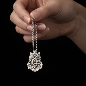 Vintage Silverware Owl Necklace • Handcrafted Floral Owl Pendant • Repurposed Spoon Jewelry • Unique Gift for Her • Rustic Chic