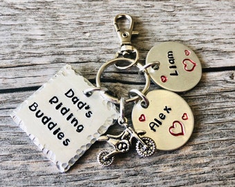Personalized Keychain for Dad - Dad's Riding Buddies - Dirtbike Keychain