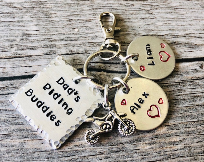 Personalized Keychain for Dad - Dad's Riding Buddies - Dirtbike Keychain