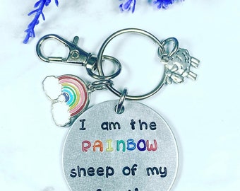 I am the RAINBOW sheep of my family- LGBTQ keychain - Rainbow Keychain