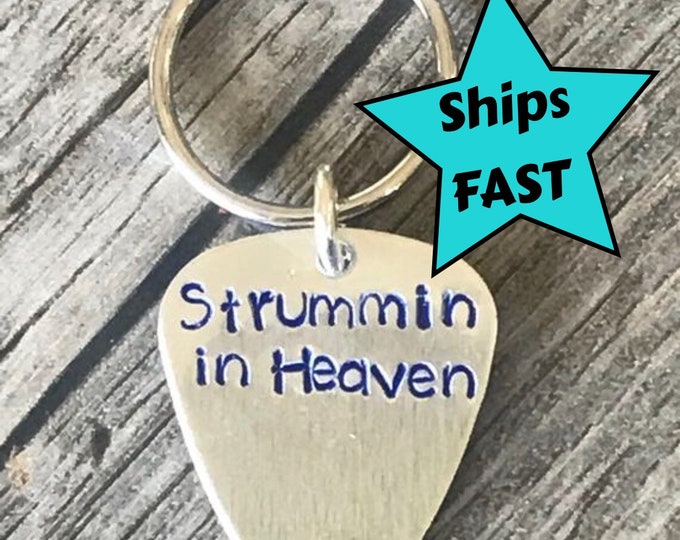 Personalized Memorial Guitar Keychain or Chain Necklace - Memorial Guitar Pick