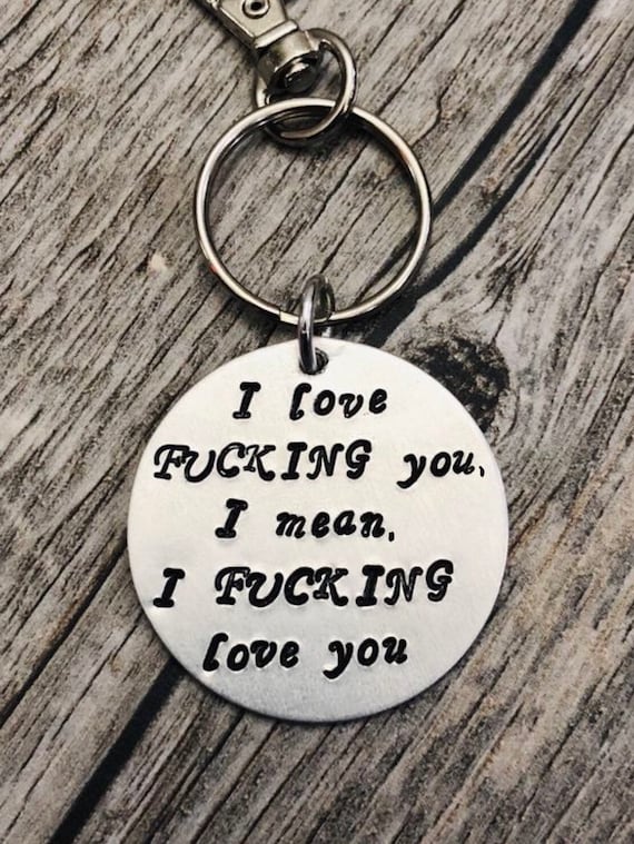 Funny Couple's Keychain - I fucking love you