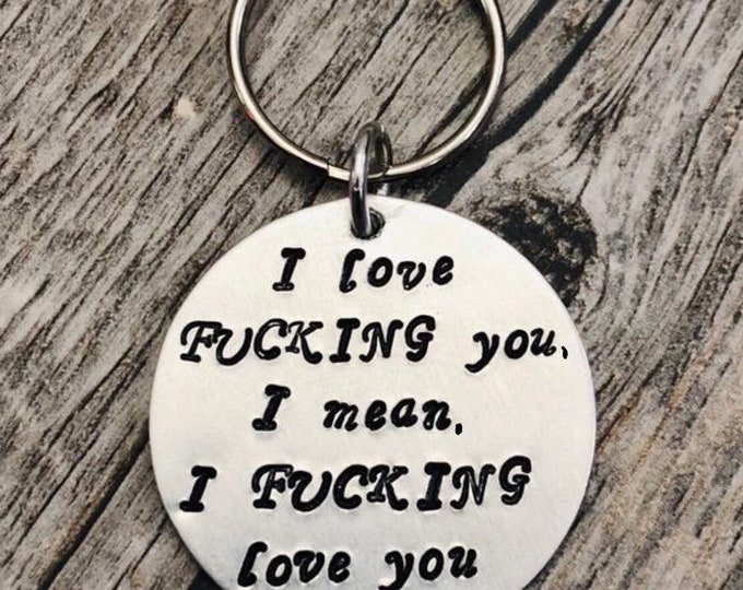 Funny Couple's Keychain - I fucking love you
