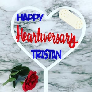 Personalized Heartiversary Cake Topper - Heart Warrior - Open Heart Surgery Anniversary