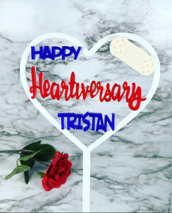 Personalized Heartiversary Cake Topper - Heart Warrior - Open Heart Surgery Anniversary