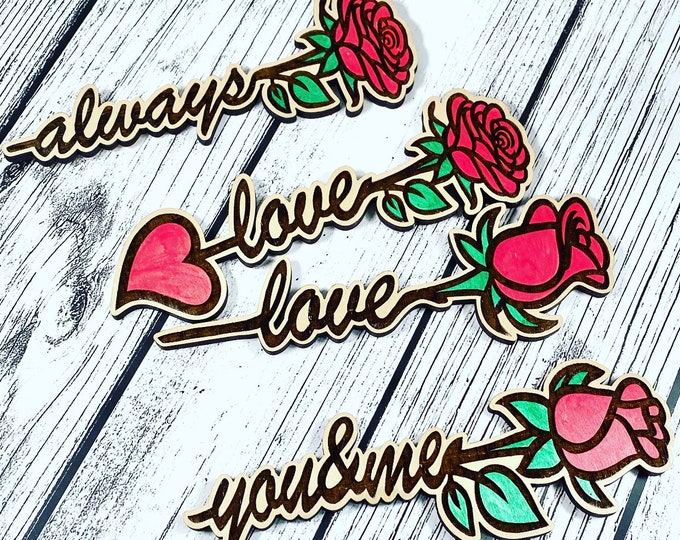 Wooden Roses - Valentines Rose/Anniversary Rose- Wooden Word Rose - Unique Rose