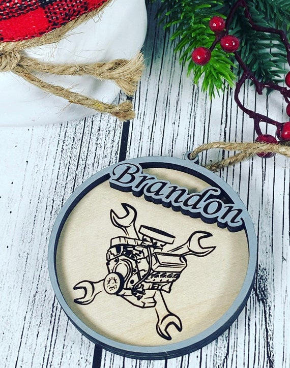 Personalized Gearhead Christmas Ornament - Personalized Mechanic Ornament