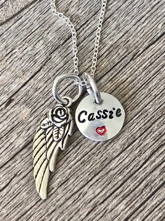 Personalized Memorial Angel Wing Necklace
