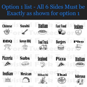 2 Custom Dinner/Food dice dinner decision made easy Cant decide what to eat for dinner Roll the dieDinner decision Choose your sides image 2