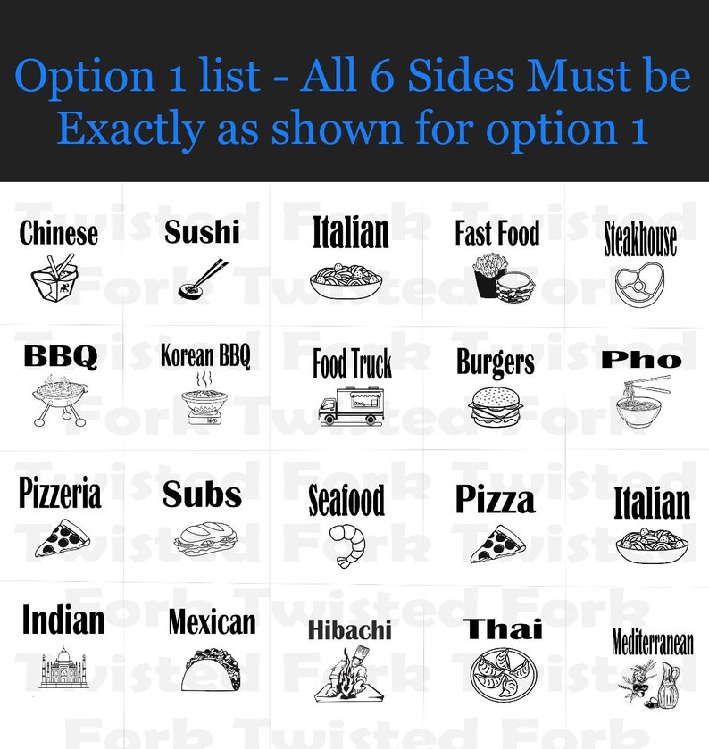 2 Custom Dinner/Food dice dinner decision made easy Cant decide what to eat for dinner Roll the dieDinner decision Choose your sides image 2