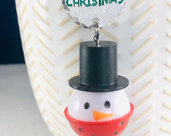 Snowman Bobber Christmas Ornament - Hand Stamped - Fisherman Ornament - Can be Personalized