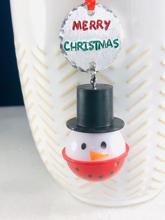 Snowman Bobber Christmas Ornament - Hand Stamped - Fisherman Ornament - Can be Personalized