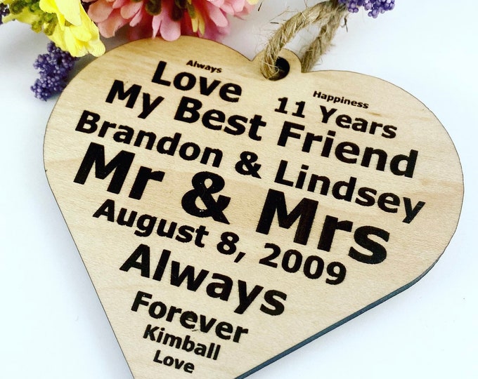 Personalized Anniversary - Lover’s Ornament- Any Words You Choose- Personalized Word Heart Ornament