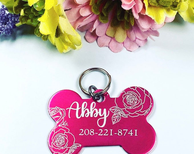 Rose Dog Tag! Great for Dogs! Ships fast!!!!