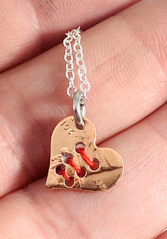 Mended Heart Necklace made from “lucky” penny