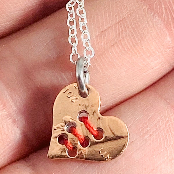 Mended Heart Necklace made from “lucky” penny