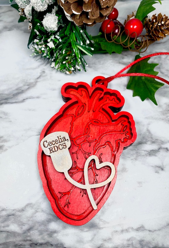 Echo Tech - Cardiac Sonographer - Anatomical Heart Christmas ornaments - Cardiology - RDCS, RCS ornament