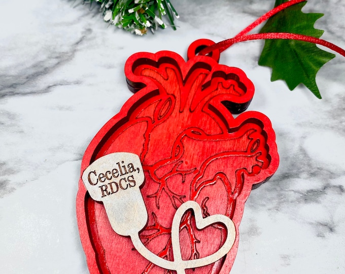 Echo Tech - Cardiac Sonographer - Anatomical Heart Christmas ornaments - Cardiology - RDCS, RCS ornament