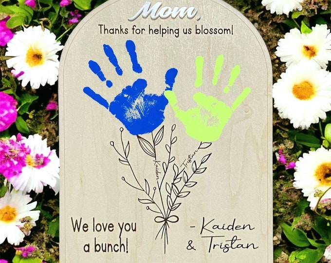 Mother’s Day Handprint Bouquet | Mother’s Day Gift | Grandparent Gift | Mother’s Day Sign | Handprint Flower  |Kid’s Handprint | Floral Sign