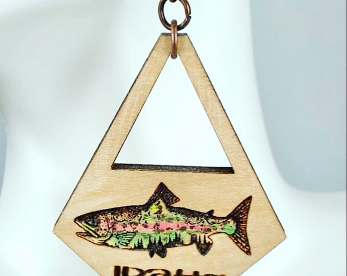 Idaho Fish Earrings - Fisherman Earrings - Can do any state! - Fishing Gift - Fisherwoman - Outdoor Earrings - Outdoorsman - Trout Earrings