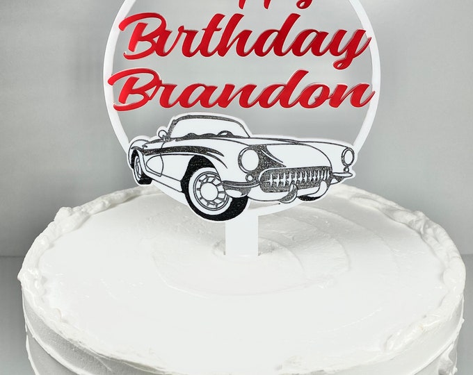 Classic Car Cake Topper - Hot Rod Cake Topper - Acrylic Cake Topper- Car Lover