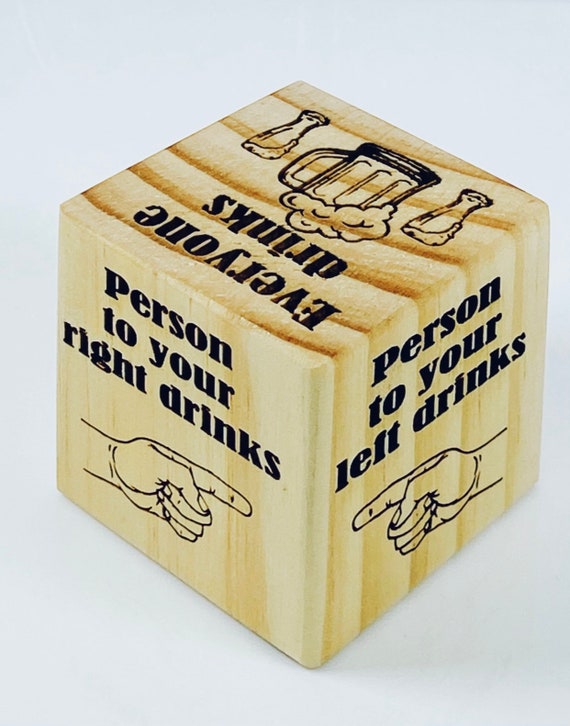 Fun Wooden Drinking Game Die – Party Game for Adults, College, Bachelor & Bachelorette Parties