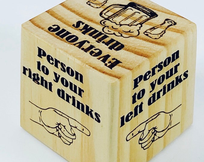 Fun Wooden Drinking Game Die – Party Game for Adults, College, Bachelor & Bachelorette Parties
