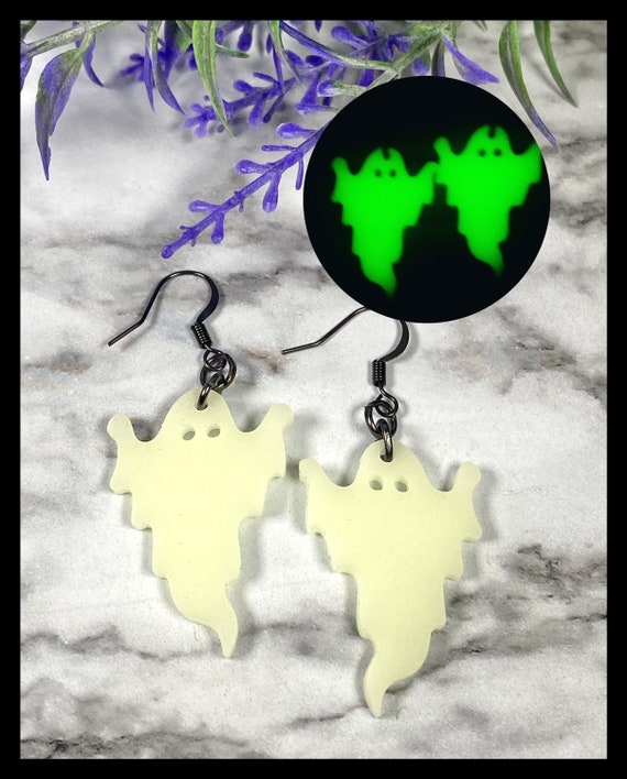 Earrings- Glow in the dark ghost earrings - Halloween earrings - Spooky ghost earrings