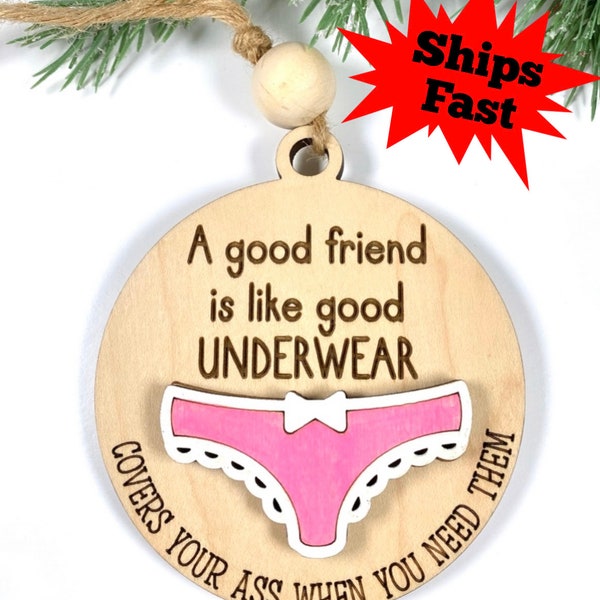 Funny Ornament - Friendship Ornament - Friends are like underwear - BFF gift - cheeky friendship ornament - covering your tree and your rear