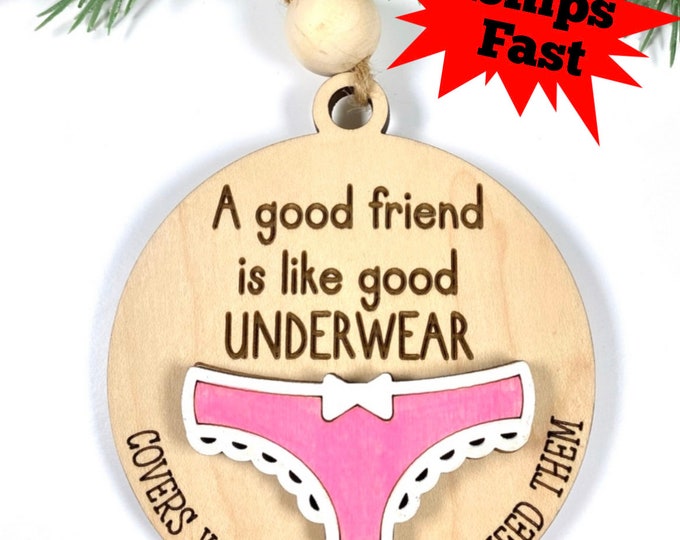 Funny Ornament - Friendship Ornament - Friends are like underwear - BFF gift - cheeky friendship ornament - covering your tree and your rear