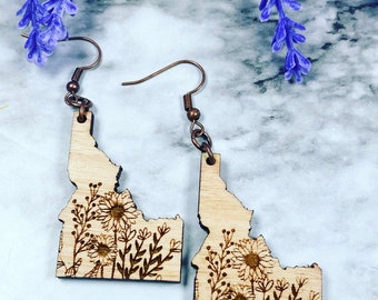 Idaho Floral earrings - Wood Earrings - Idahome