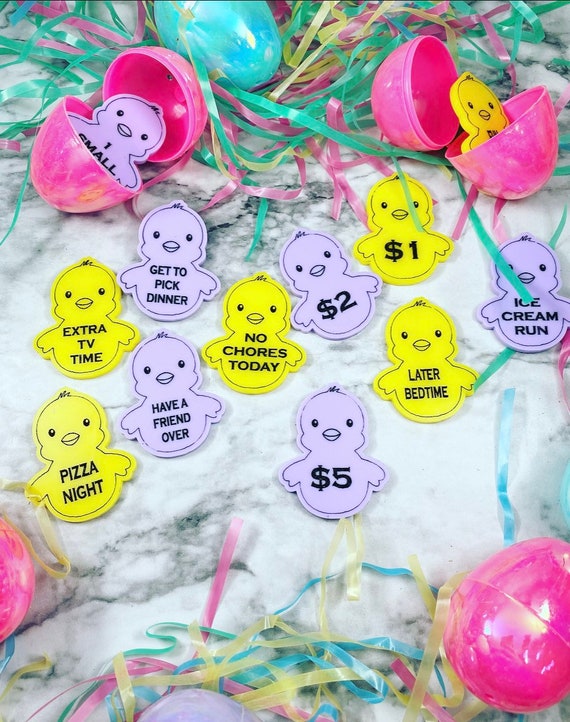 12 Customizable Easter Egg Filler Tokens - Acrylic Easter Tokens - Easter Basket Filler - Easter Egg Hunt