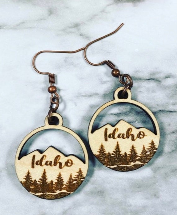 Idaho Mountain earrings - Wood Earrings - Idahome