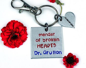 Customized Doctor Keychain - Heart Doctor - Stamped Cardiologist gift