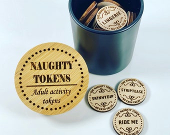 Adult Activity Tokens - Naughty Tokens Jar  - Valentines - Anniversary - Dates - Couples Gift - Wedding Gift - Sex - Bang