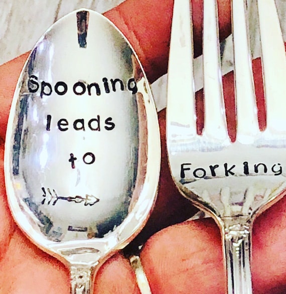 Cute Spooning Leads to Forking - Adult Humor - Funny Valentines/ Anniversary Silverware
