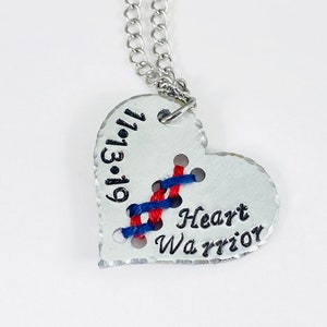 Can be personalized  - Stitched Heart Warrior/Heart Mom/Heart Dad/etc Necklace - CHD Awareness