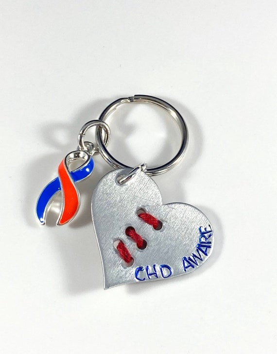 CHD Awareness Keychain - Congenital Heart Defect/Disease Awareness Keychain - CHD warrior - heart warrior - heart mom - heart dad - chd gift