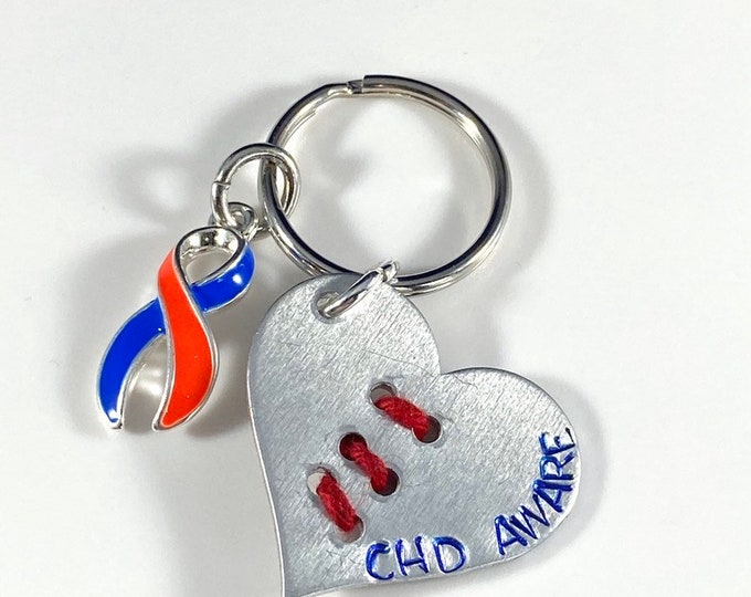 CHD Awareness Keychain - Congenital Heart Defect/Disease Awareness Keychain - CHD warrior - heart warrior - heart mom - heart dad - chd gift