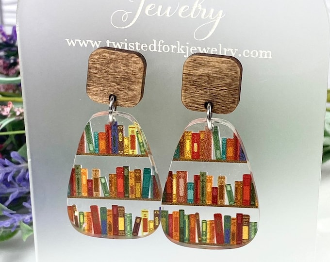Book Earrings | Book Lover | Librarian Earrings | Teacher Earrings | Book Club Gift | Bookworm | Post Earrings | Post Book Earrings